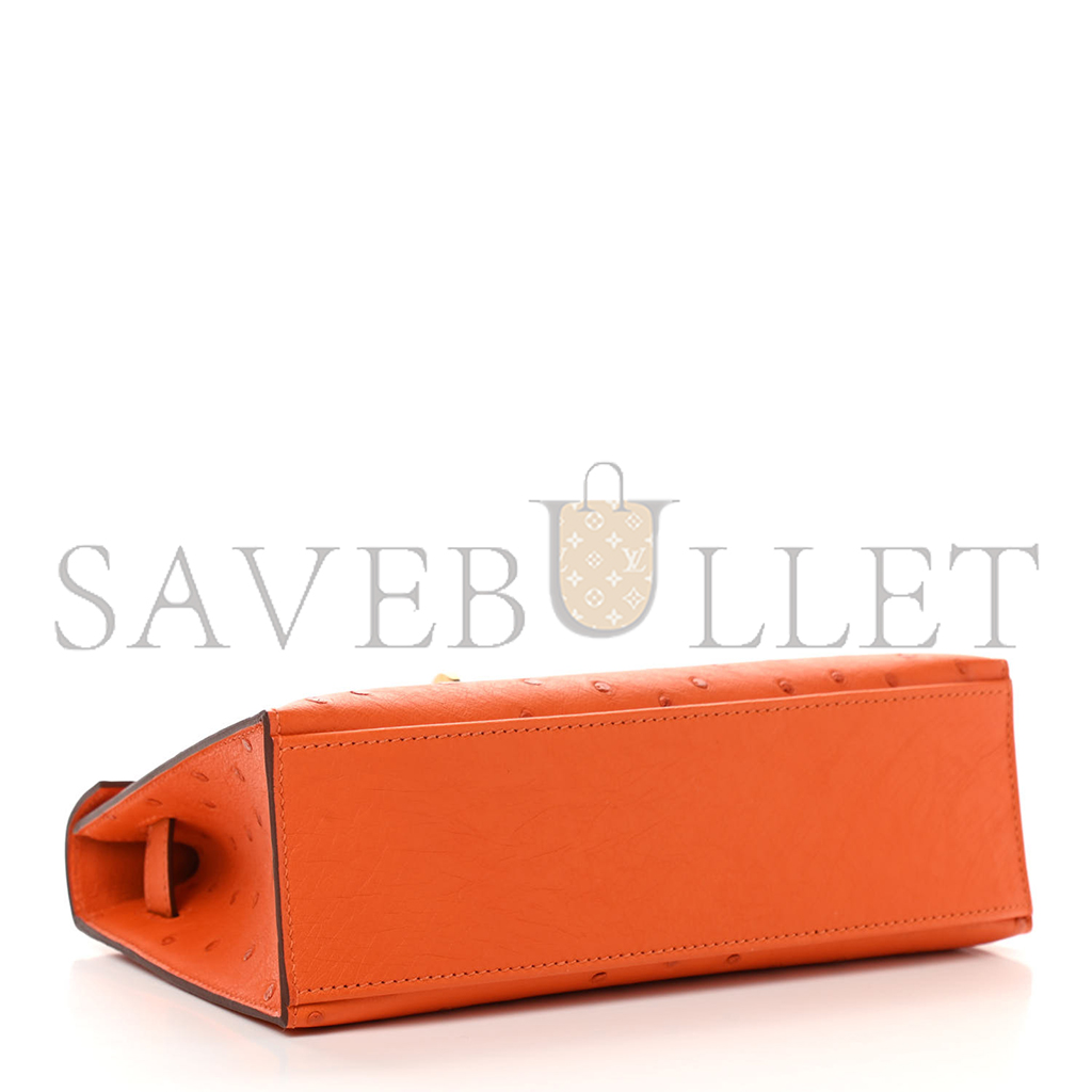 HERMÈS MASTER OSTRICH KELLY POCHETTE TANGERINE (22*14*7cm) 